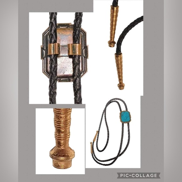 Vintage faux turquoise bolo tie 36" necklace. - Picture 3 of 3